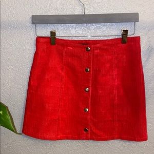 Red Corduroy Skirt